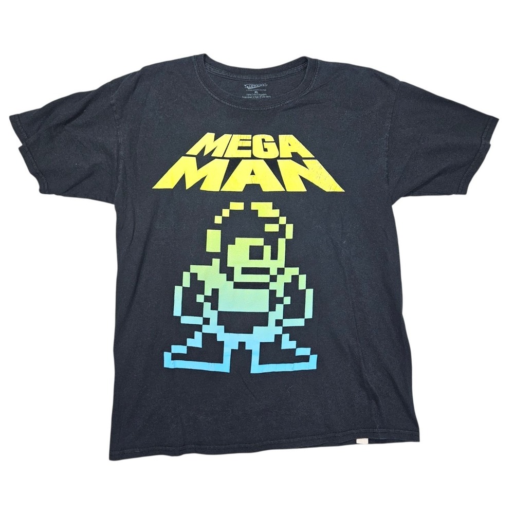 Mega Man Capcom Mens XL Black 8 Bit Pixel Sprite Graphic T Shirt Freeze Gamer
